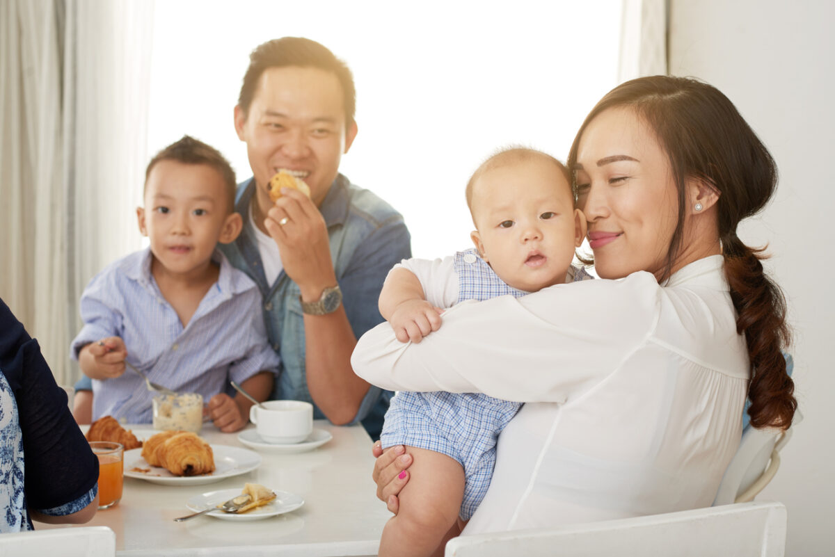 A family celebrating Mother's Day
